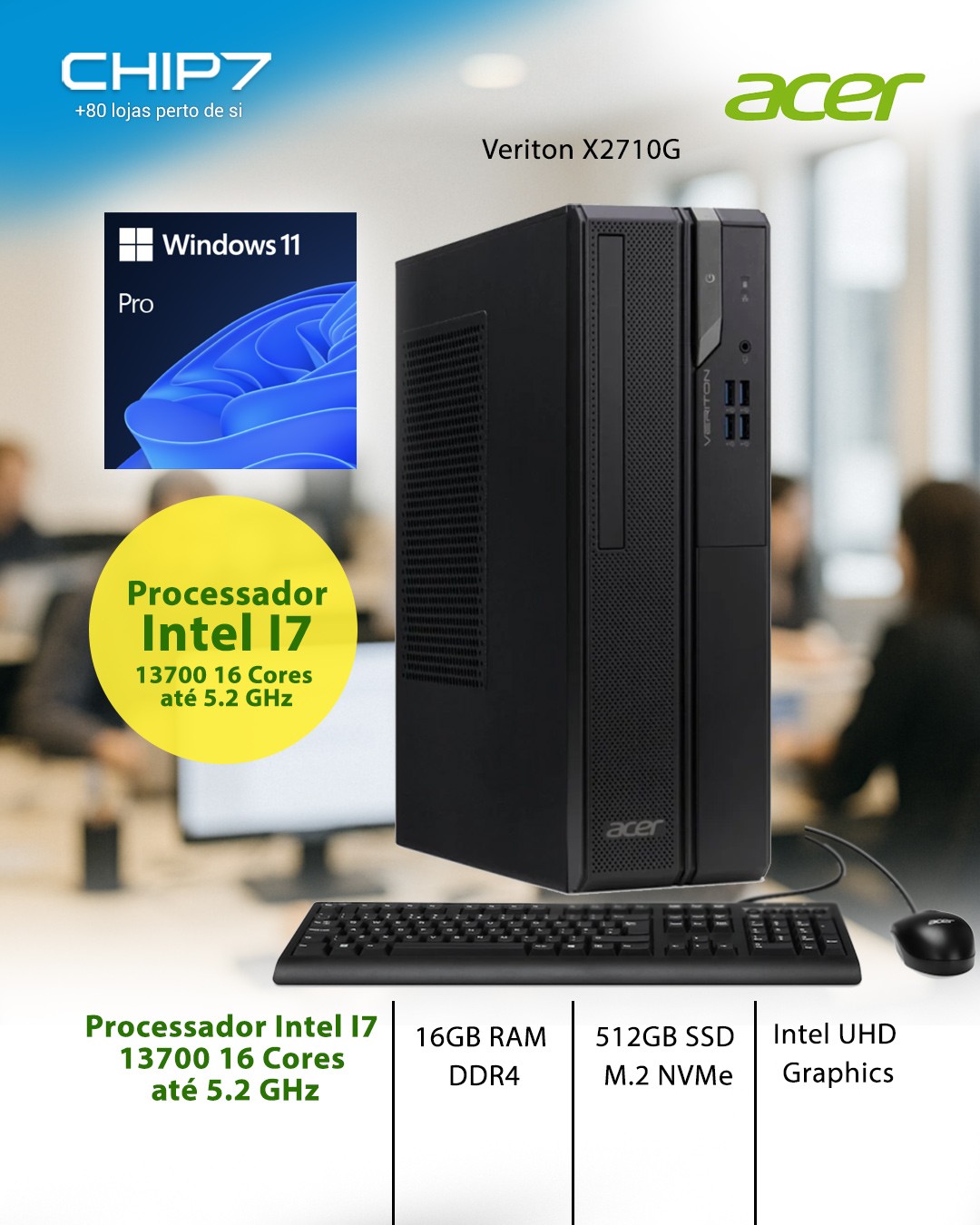 Computador Desktop Acer - I7 13700 / 16GB RAM / 512GB SSD
